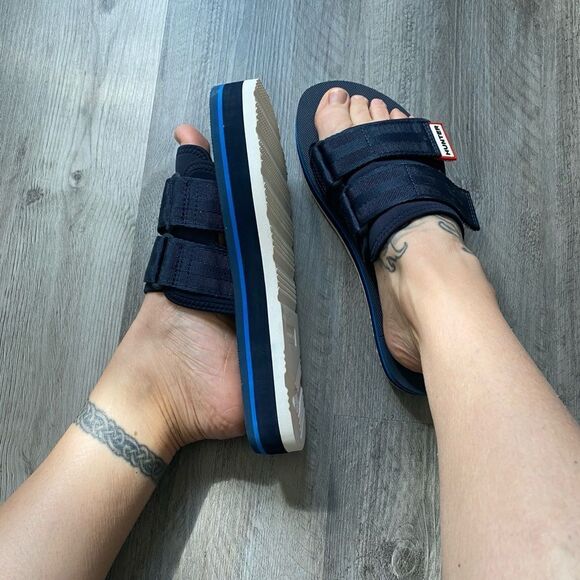 Hunter Sandals Original Beach Flatform Navy Women’s Men’s Unisex - Picture 3 of 10